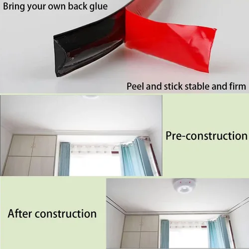 Vista 6 de Moldeado flexible de un cuarto redondo autoadhesivo, tira impermeable para calafatear para bordes de pared, bordes de techos, borde de gabinete