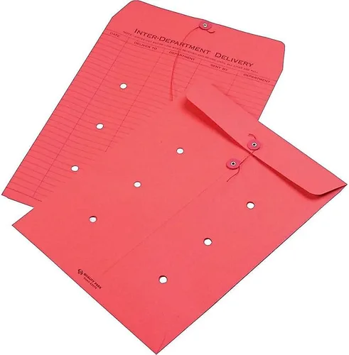 Vista 2 de Quality Park Interdepartment - Sobres de cierre de cuerda y botón, 10 x 13 pulgadas, regla estrecha de 1 cara, rojo, caja de 100 (QUA63574)