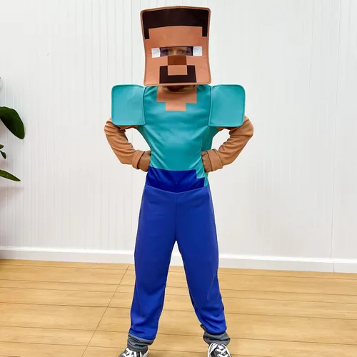 Vista 3 de Disguise Recycled Blend Steve Costume, Official Minecraft Costume