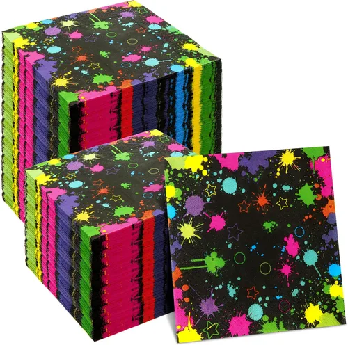 Vista 9 de Tinlade 100 hojas de servilletas de fútbol de fútbol, decoración de club de fútbol, servilletas de papel desechables de neón, suministros de fiesta
