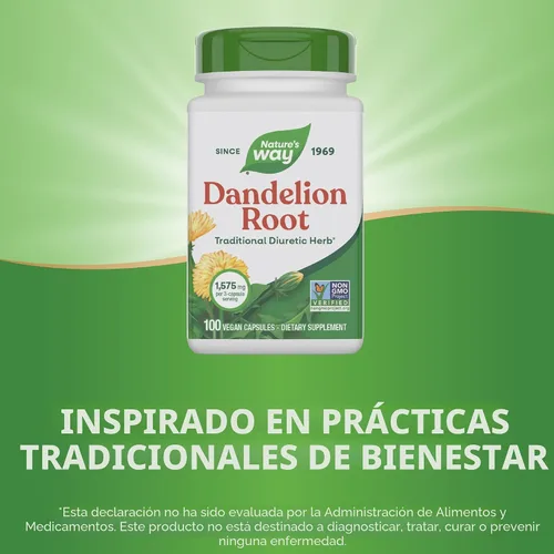 Vista 3 de Nature 's Way - Raíz de diente de león, de 525 mg. 100 cápsulas, 12300, 100, 1, 1