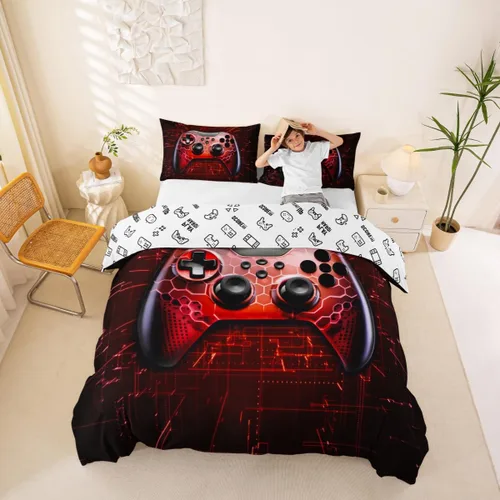 Vista 25 de Funda de edredón Happy Camping, juego de ropa de cama con temática de cámper para niños, funda de edredón de estilo rústico para decoración
