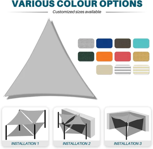 Vista 5 de Coarbor Toldo tipo vela de 2 x 2 x 2 pies, para exteriores, resistente, triangular, tela para patio, jardín, terraza, pérgola (beige)