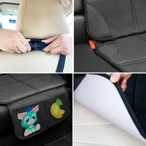 Vista 6 de Protector de Asiento de Coche, Protector de Asiento con Acolchado Grueso Debajo del Asiento de Coche del Bebé, Funda de Asiento de Tela