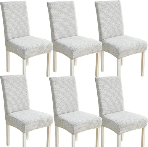 Vista 21 de Juego de 6 fundas elásticas para sillas – Fundas extraíbles para sillas de comedor, fundas protectoras de terciopelo lavables a prueba de polvo