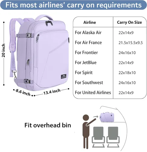 Vista 90 de MATEIN - Mochila de viaje extragrande de 10.56 galones, mochila de viaje ampliable apta para aerolíneas, para viajeros de fin de semana, hombres