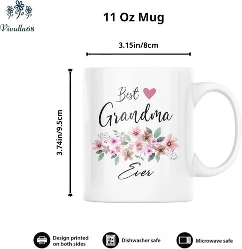 Vista 6 de Vivulla68 Mejor Taza de Café para la Mejor Abuela - Regalo Divertido Para Abuelas, Grammy, Abuelita, Nana, Gigi, Mimi, Mamaw - Regalo Genial Para