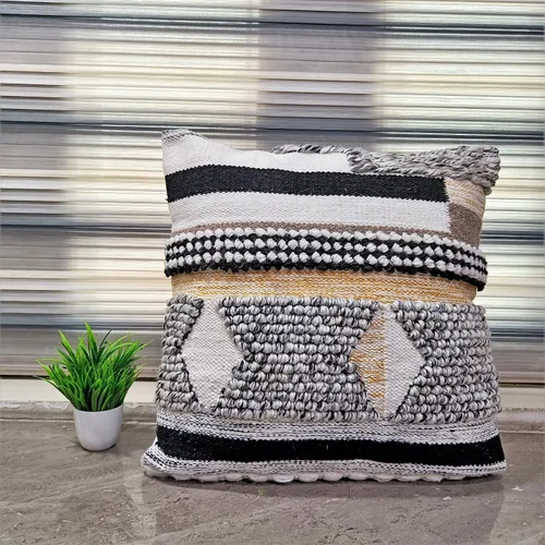 Vista 9 de Trade Star Funda de almohada Kilim de 100% algodón, estilo bohemio, copetudo, funda de almohada del suroeste, funda de cojín decorativa tejida a