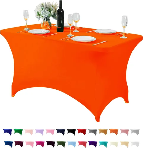 Vista 91 de Mantel de elastano para mesa de 6, 4 o 8 pies, universal, ajustable, para fiestas, banquetes, bodas y eventos, color verde manzana