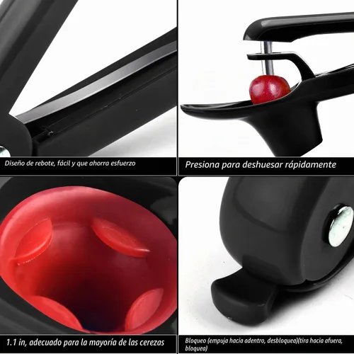 Vista 4 de Cherry Pitter, Brighoot - Herramienta de acero inoxidable para descorazonador de cerezas con diseño de cerradura para hacer mermelada de cereza