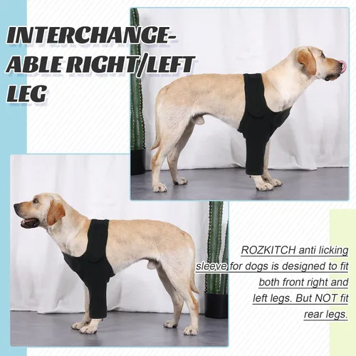 Vista 4 de ROZKITCH Manga de Cirugía para Pata de Perro Pata Delantera Derecha Izquierda, Protector de Codo y Rodilla para Mascotas que Previene Lamer Heridas