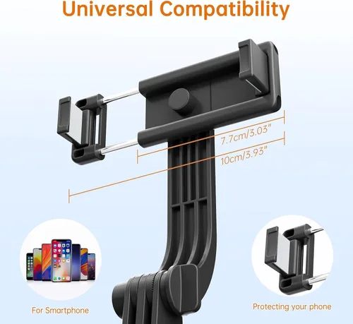 Vista 5 de Trípode para selfie stick de 67 pulgadas, trípode portátil para teléfono celular con control remoto inalámbrico, soporte de viaje extensible