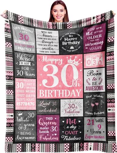 Vista 12 de Ivivis Regalos de 100º Cumpleaños para Mujeres Manta 60"x50", Suministros de Decoraciones para Fiesta de 100º Cumpleaños, Regalos de Feliz 100º