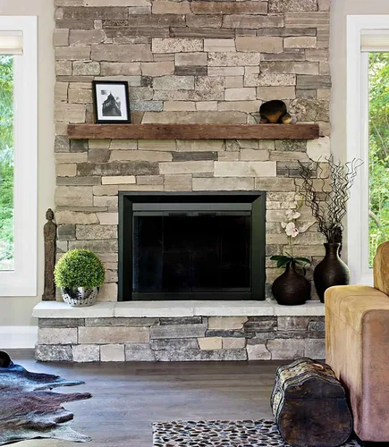 Vista 6 de Rustic Floating Fireplace Mantel (Pick your size and color)