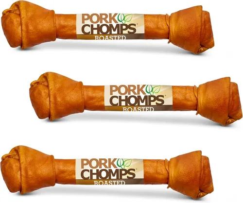 Vista 11 de Pork Chomps Masticables de piel de cerdo asada para perros, nudos de 6 pulgadas, 6