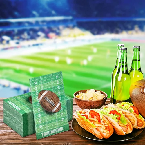 Vista 4 de Fuutreo 200 servilletas de fiesta de fútbol de 2 capas para invitados de fútbol, desechables, toalla de mano para el día del juego, suministros