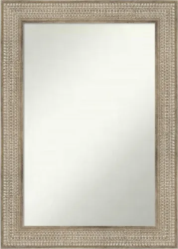 Vista 421 de Amanti Art Espejo de baño plateado para sobre fregadero, 26 x 26 pulgadas, espejo cuadrado de níquel pulido, marco de madera tradicional mediano, se
