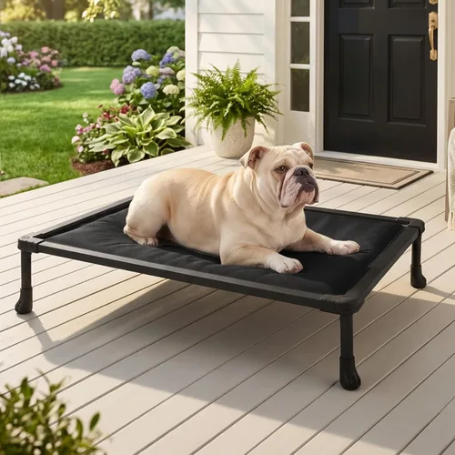Vista 7 de Veehoo Chew Proof Elevated Dog Bed, Padded Indestructible Raised Dog Cot