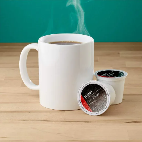 Vista 2 de Marca Amazon - Solimo - Cápsulas de café tostado oscuro, tostado francés, compatibles con cafeteras Keurig 2.0 K-Cup, 100