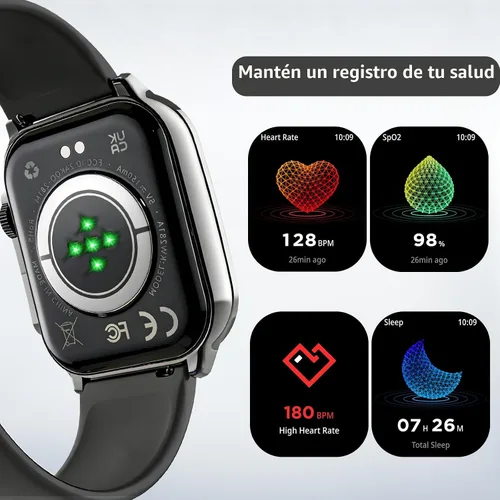 Vista 7 de Reloj inteligente, pantalla curvada AMOLED de 2.01 pulgadas con contestar/hacer llamadas, reloj de fitness con rastreadores de fitness y sueño