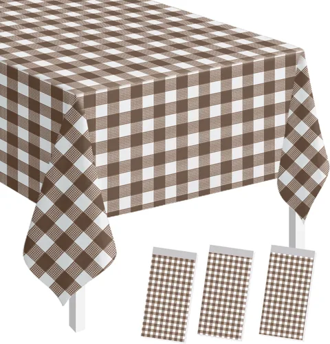 Vista 42 de SietDESEO - Paquete de 2 manteles a cuadros azul y blanco, 54 x 108 pulgadas, mantel premium desechable de plástico para picnic, diseño gingham