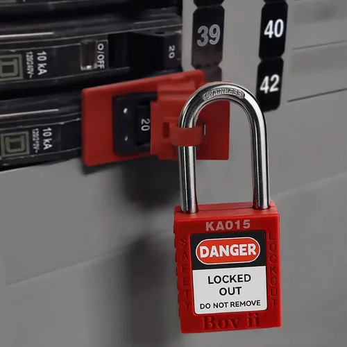 Vista 8 de Kit de etiquetado de bloqueo con candados de seguridad rojos, juego de cerrojos, etiquetas de loto, kits de etiquetas de bloqueo eléctrico, llave