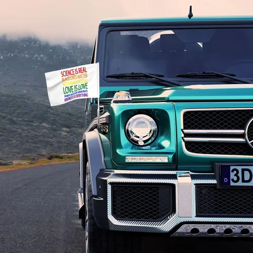 Vista 7 de Bandera de auto con texto en inglés "Science Is Real Black Lives Matter", decoración de doble cara (sin asta de bandera)