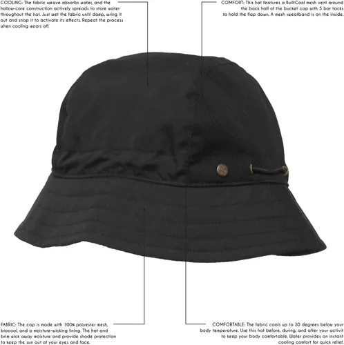 Vista 2 de BUILTCOOL Gorra de cubo con panel de malla para adultos, sombrero Boonie para pesca, campamento y kayak