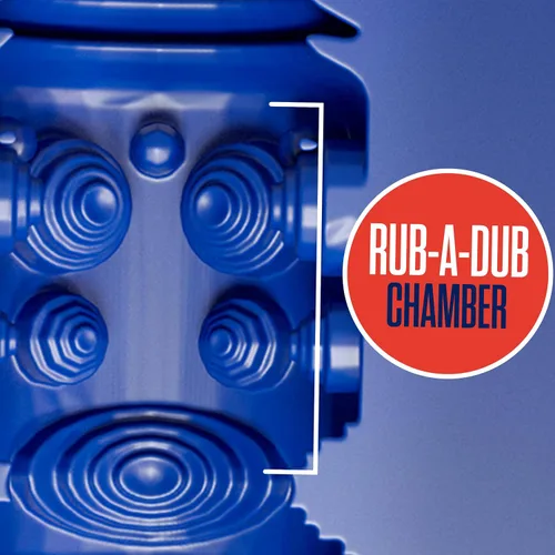 Vista 6 de Blush Rize! Turbine 4" Auto-Lubricante Stroker ~ Juegos previos y Rub-a-Dub 3 cámaras de placer ~ Masturbador de extremo abierto de tacto blando ~