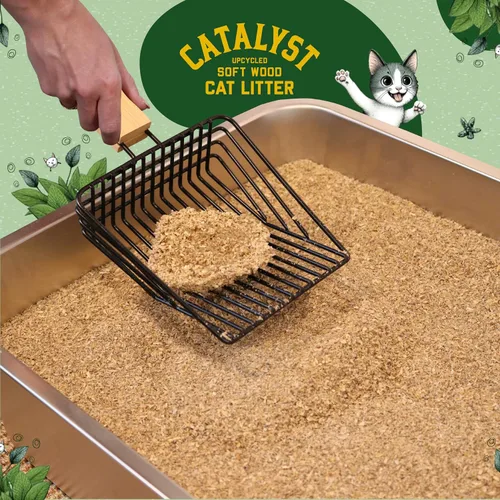Vista 2 de Catalyst Arena para gatos de madera suave natural (paquete de 2, bolsas de 10 libras) – Control superior del olor, fuerte aglomeración, bajo polvo