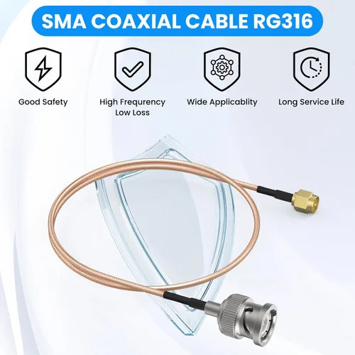Vista 5 de SDTC Tech Cable coaxial SMA macho a BNC macho RG316 de puente de coleta extensor de antena adaptador de conector BNC (20 pulgadas)