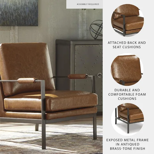 Vista 4 de Signature Design by Ashley Peacemaker Mid-Century - Silla moderna de piel sintética, color marrón