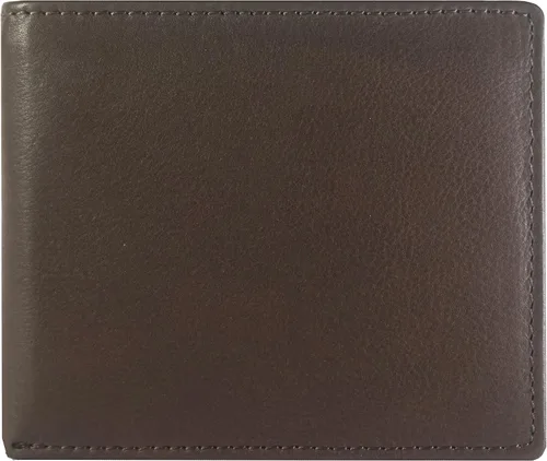 Vista 4 de RFID bloqueo protección vaca cuero delgado tarjeta de crédito titular plegable para hombre cartera, Marrón