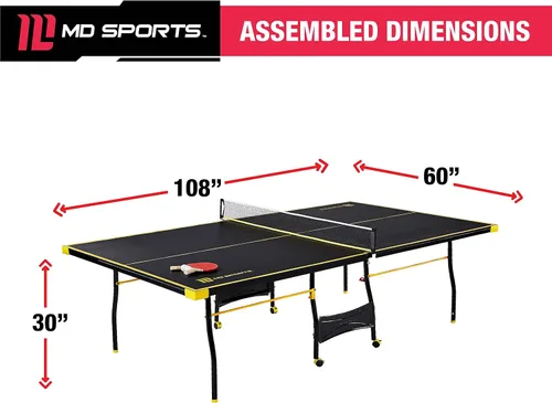 Vista 19 de [Usado] MD Sports Table Tennis Tables Multiple Styles Ping Pong Tables, Foldable for Easy Storage with Nets Included, Perfect for Family Game Rooms