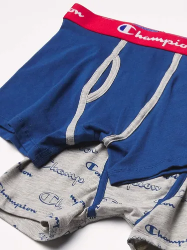 Vista 4 de Champion Ropa interior para niños, calzoncillos tipo bóxer elásticos de algodón, absorben la humedad, paquete de 4 surtidos