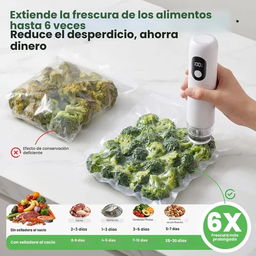 Vista 6 de Sellador al vacío compacto para alimentos - De mano, USB-C, 30 bolsas