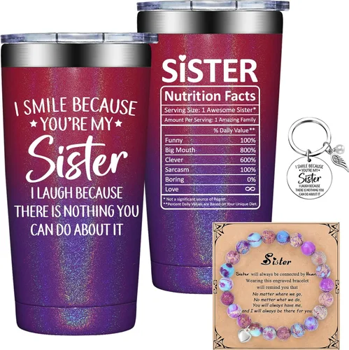 Vista 10 de Grifarny Regalos para hermanas – Regalos para el día de la madre para hermanas – Regalo de cumpleaños, Navidad, día de San Valentín para hermanas