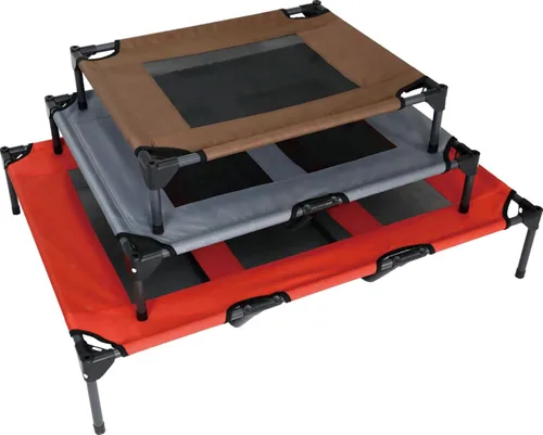 Vista 8 de Cama elevada para perros de 35 pulgadas con toldo extraíble, tamaño mediano, color gris Impermeable, transpirable, para camping, playa, patio
