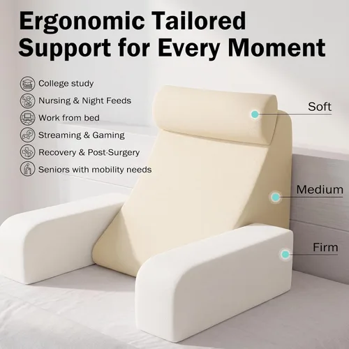 Vista 4 de ENITYA Almohada de espalda para cama, almohada de lectura de 19 pulgadas para sentarse en la cama para adultos, almohada de apoyo de espalda