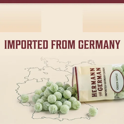 Vista 4 de Hermann the German - Caramelo duro importado - Paquete de 2 (Manzana Verde), 1 unidad (Paquete de 2)