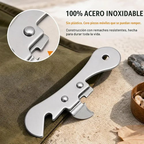Vista 7 de NACOLUS Abrelatas manual de acero inoxidable para acampar, abrebotellas
