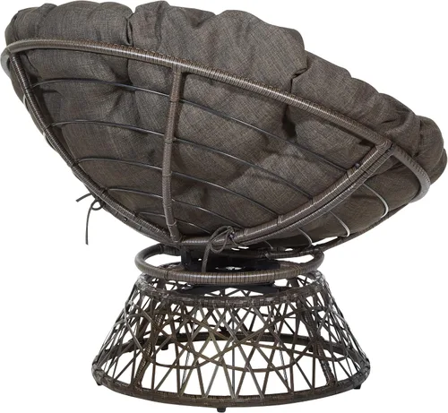 Vista 5 de OSP Home Furnishings – Silla Papasan de mimbre con giro de 360 grados, marco marrón con cojín marrón