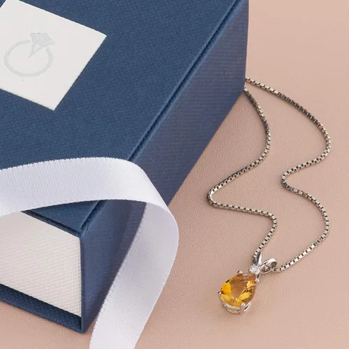Vista 6 de Peora Dije de oro de 14 quilates para mujer con diamante, elegante diamante solitario en forma de lágrima de 10x7mm 0.394 x 0.276 pulgadas, piedras