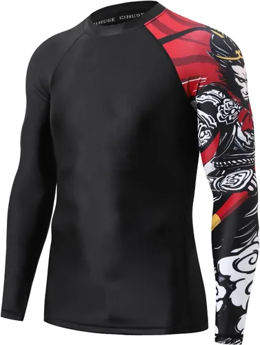 Vista 8 de HUGE SPORTS Camiseta de protección contra erupciones de manga larga para hombre UPF 50+ con protección UV, de secado rápido, con costuras