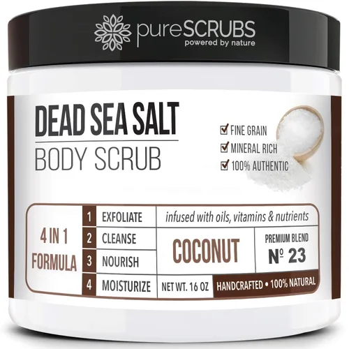 Vista 2 de Exfoliante de sal del mar muerto de coco + exfoliante corporal de lavanda