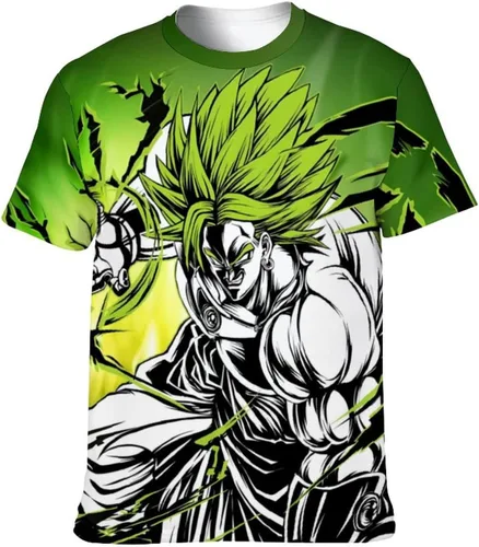 Vista 6 de Saiyajin Broly - Camisetas casuales para hombre, manga corta, unisex, cuello redondo, camisetas para jóvenes y adultos