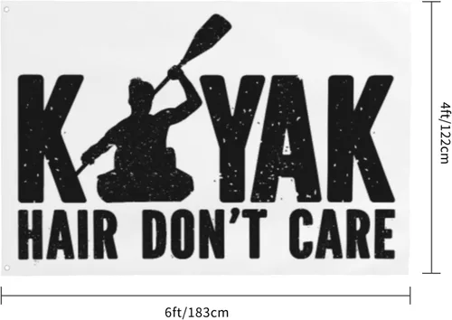 Vista 3 de Kayak-Girl-Kayak-Hair-Don't-Care-Gifts for Women Men Bandera negra de 4 x 6 pies, banderas divertidas para habitación con 2 argollas de latón