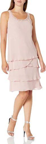 Vista 7 de S.L. Fashions Vestido de chaqueta escalonada adornado para mujer (Petite y Regular)