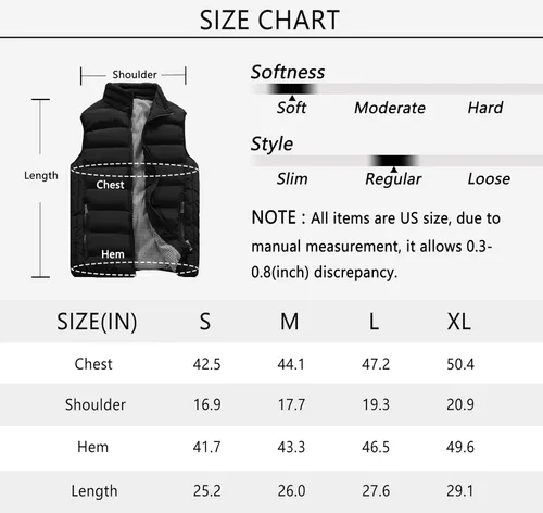 Vista 7 de Vcansion Men's Outdoor Casual Stand Collar Vest Padded Jacket Coat Vest