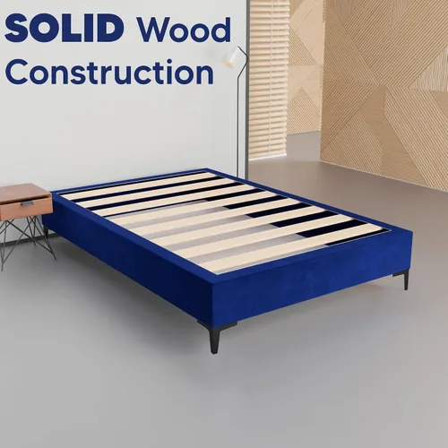 Vista 2 de Greaton, Cama de plataforma de madera de terciopelo de alta calidad de 15 pulgadas, duradera, elegante, opciones de multicolor, no necesita somier